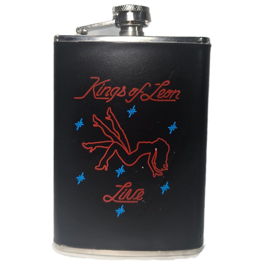 RARE Kings of Leon Live Band Merchandise Black Wrap Stainless‎ Steel Flask